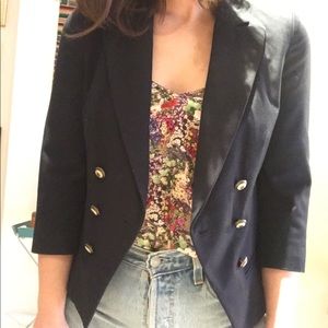 Anthropologie Navy Double Breasted Blazer